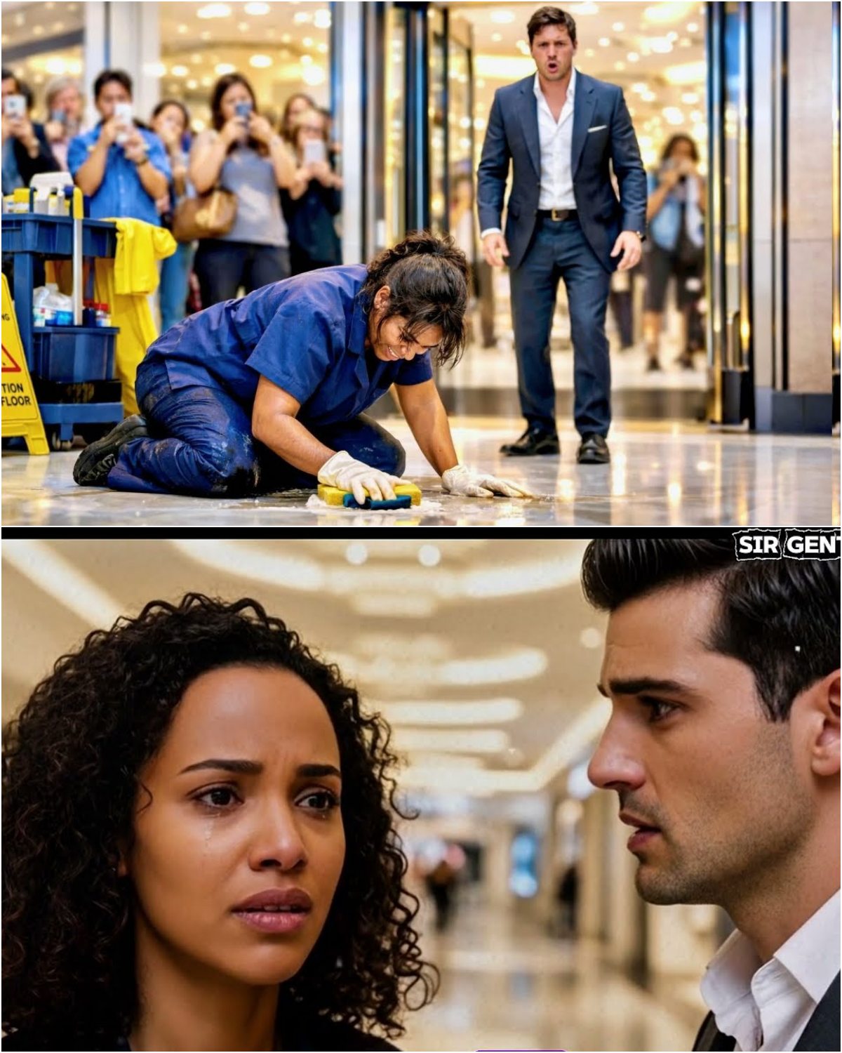 A billionaire walked into his own mall and froze when he saw his ex-girlfriend on her knees, scrubbing floors as a janitor. Five years after he vanished without a word, she looked up, eyes full of pain. Then he dropped to his knees in front of everyone… | HO