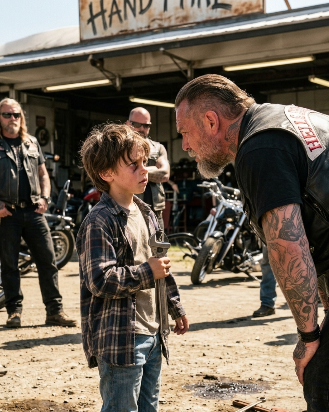 A bruised 10-year-old boy walked into a Hell’s Angels clubhouse and quietly asked, “Can I work here?” The bikers took him in, expecting just another stray. But when they discovered who was really hurting him… the whole town would never be the same. | HO!!!!