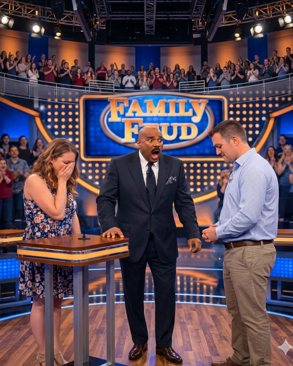 Jennifer stood proudly beside her husband on Family Feud, dreaming of a family vacation with their winnings. But when his phone buzzed during the fast money round, one text message changed everything. Steve Harvey froze… as her 12-year marriage shattered live on stage. | HO!!!!