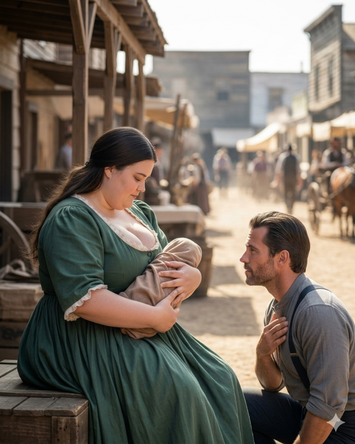 “Can you nurse him just for once?” the desperate cowboy pleaded, holding his dying baby. The town laughed at the 𝐨𝐛𝐞𝐬𝐞 𝐰𝐢𝐝𝐨𝐰… until she took the child to her breast. | HO