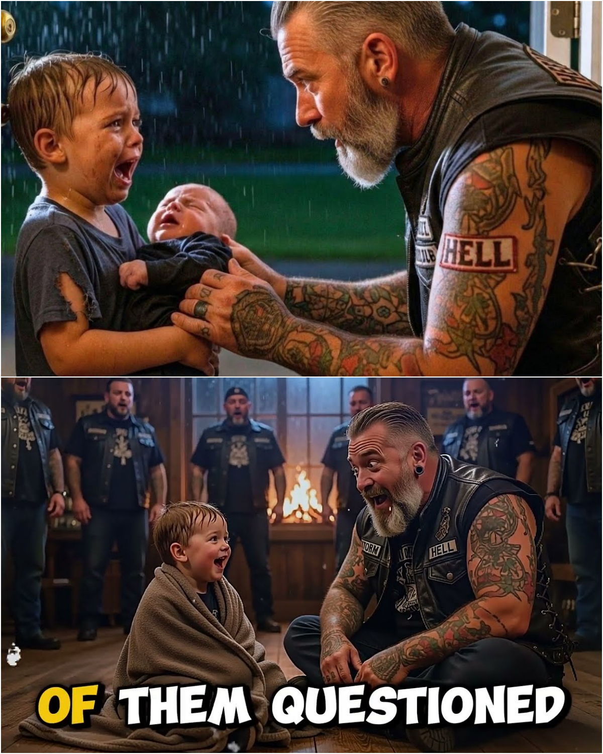 On a cold, rainy night, a soaked 12-year-old boy knocked on the door of a rough motorcycle clubhouse, desperately clutching his baby sister.  “Please… hide my sister. He’s going to hurt her tonight.”  97 bikers put down their beers, and the whole club quietly became her shield.| HO!