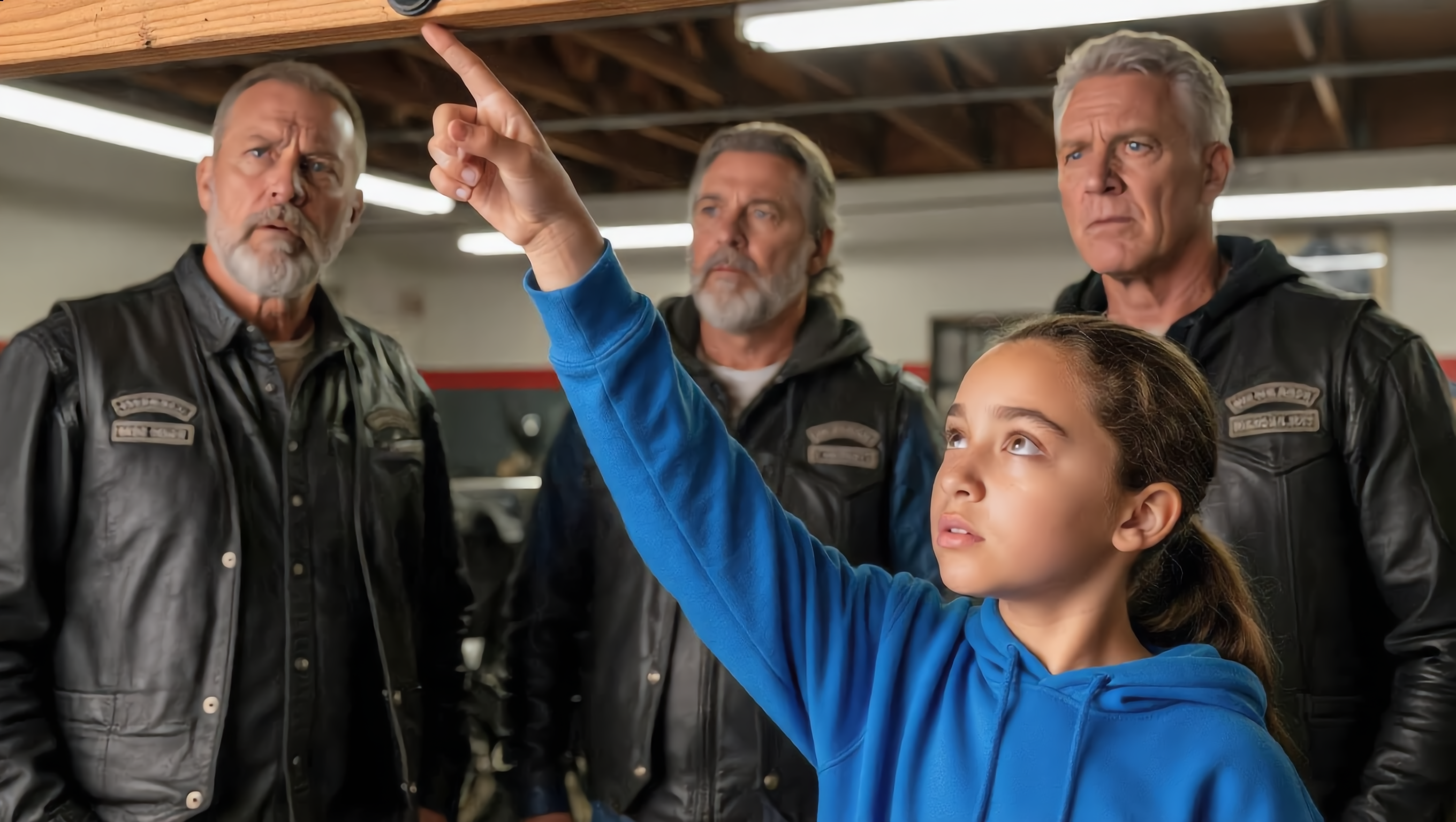 A 9-year-old girl chased her ball into a biker clubhouse garage. She looked up and quietly said, “There’s a camera up there.” | HO!!!!