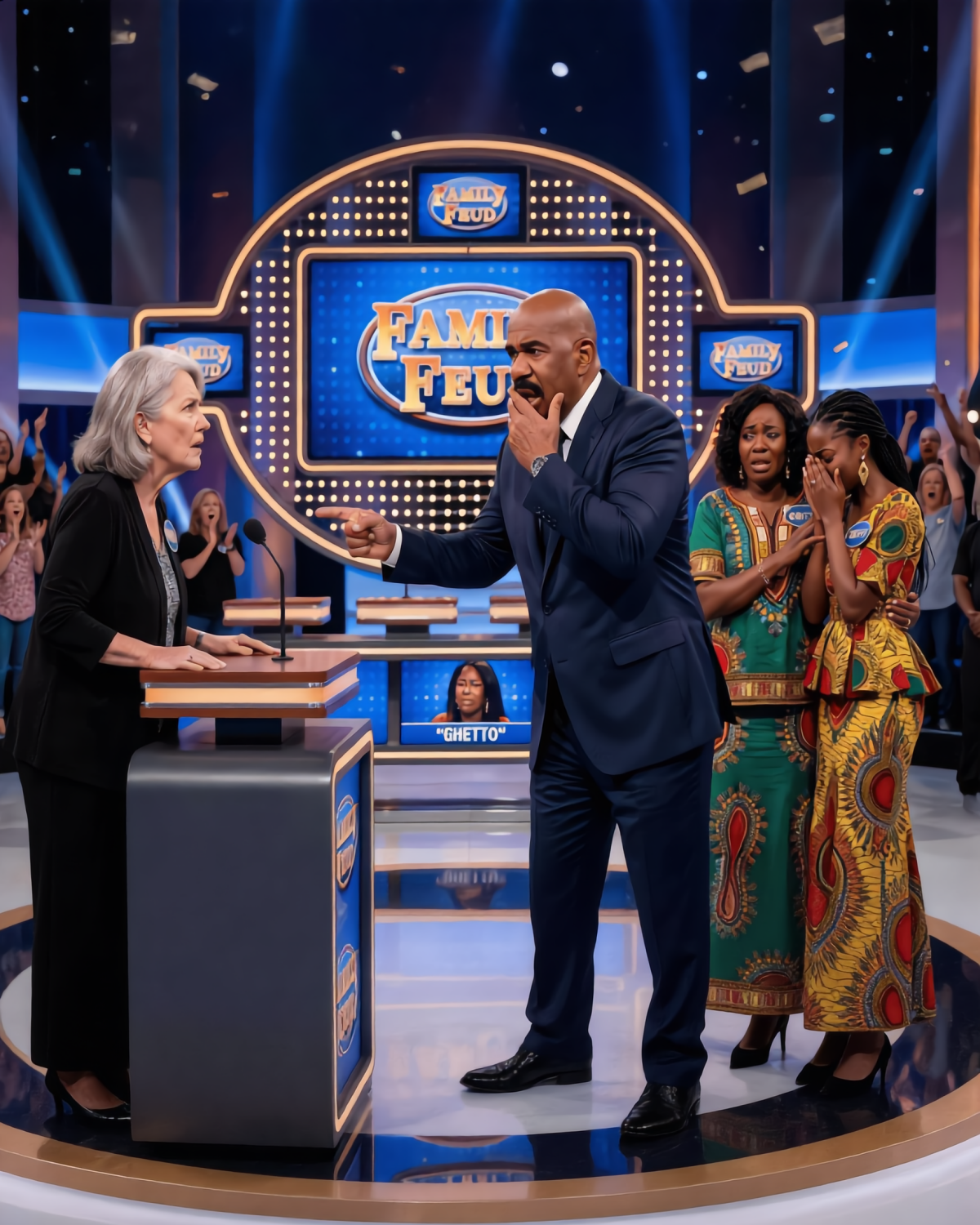 White contestant calls a Black family “GHETTO” — and Steve Harvey LOST IT on live TV. | HO!!!!