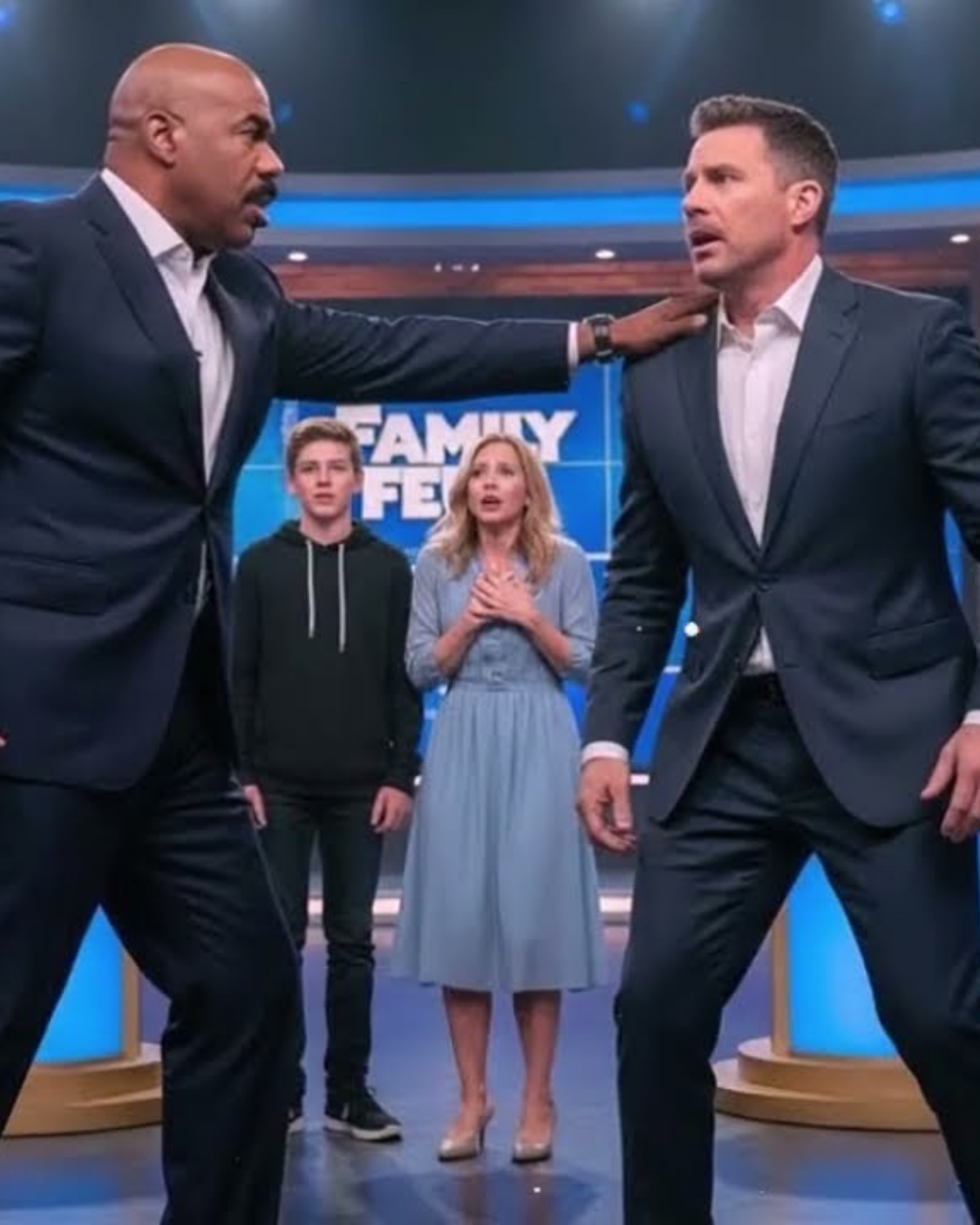 SHOCKING: Steve Harvey DROPPED his cards and lunged between a husband and wife on live TV | HO!!!!