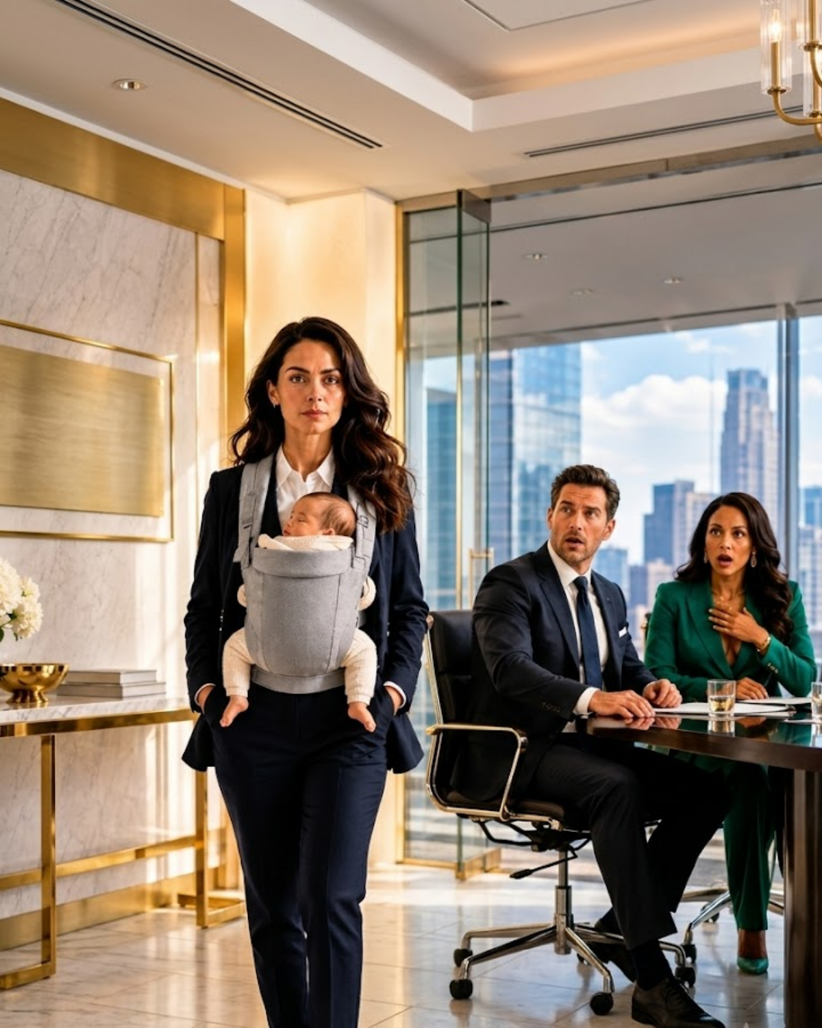 She walked into the divorce meeting holding her 11-day-old baby. He sat with his lover, ready to erase her. Then the baby opened his eyes and the billionaire forgot how to breathe. Some karma arrives with a lawyer. Hers arrived in a pale blue blanket.