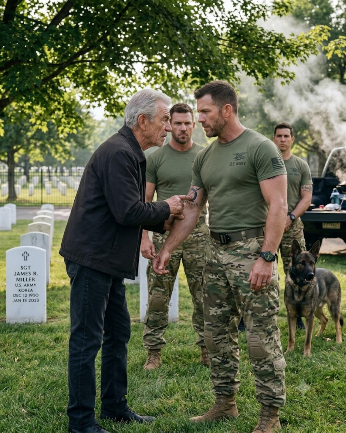 They told me he was KIA. Two years. I stood at his grave every Memorial Day. Then his father whispered: He has that same tattoo. We froze. My SEAL team buried him. But last week? He pulled the trigger on the man who sold us out.