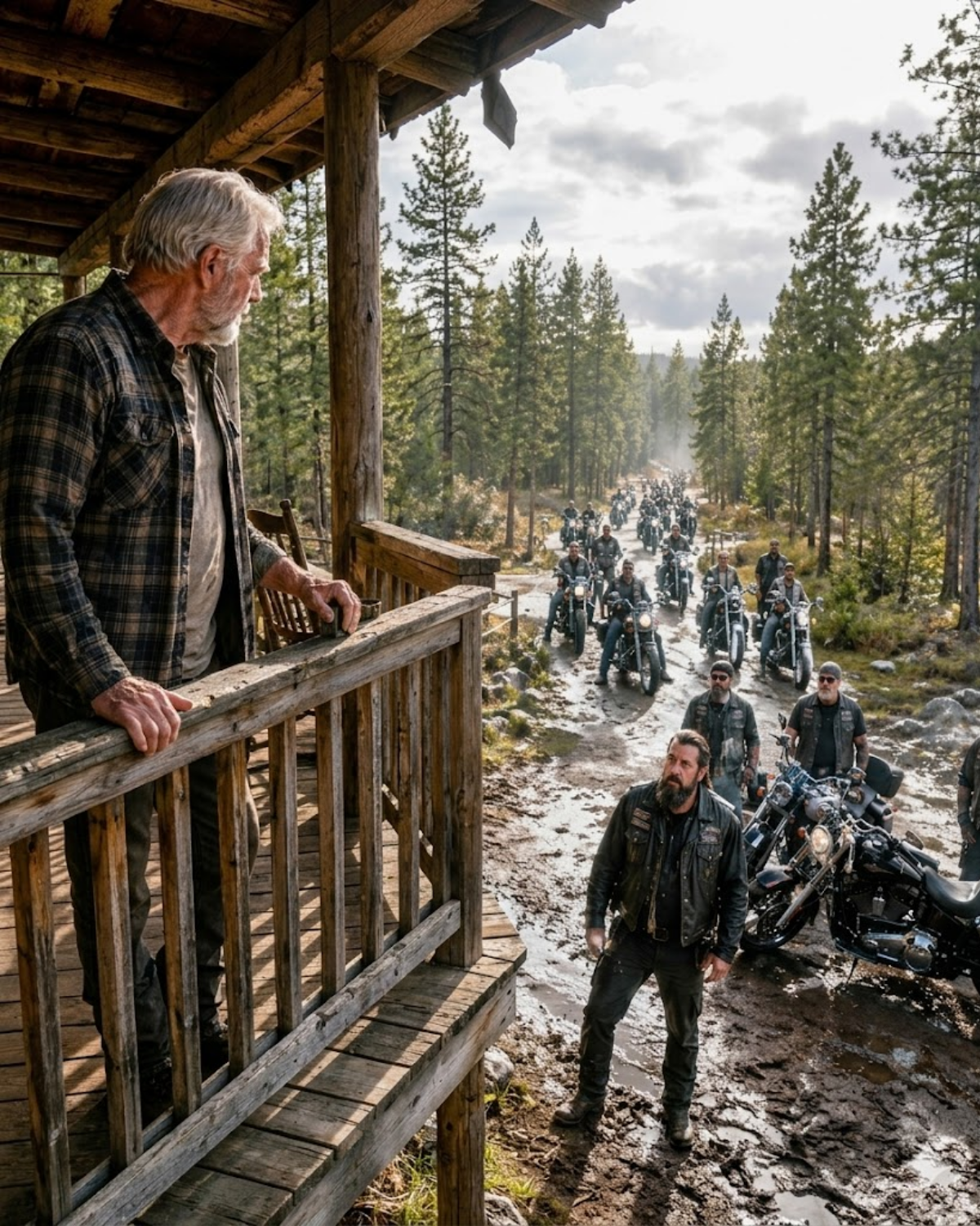 An old man saved a dying pregnant woman in a storm. Just her blood on his floor. Next morning? 800 Hells Angels at his door. But here’s the twist: they didn’t come to thank him. They came for revenge until he opened the door.