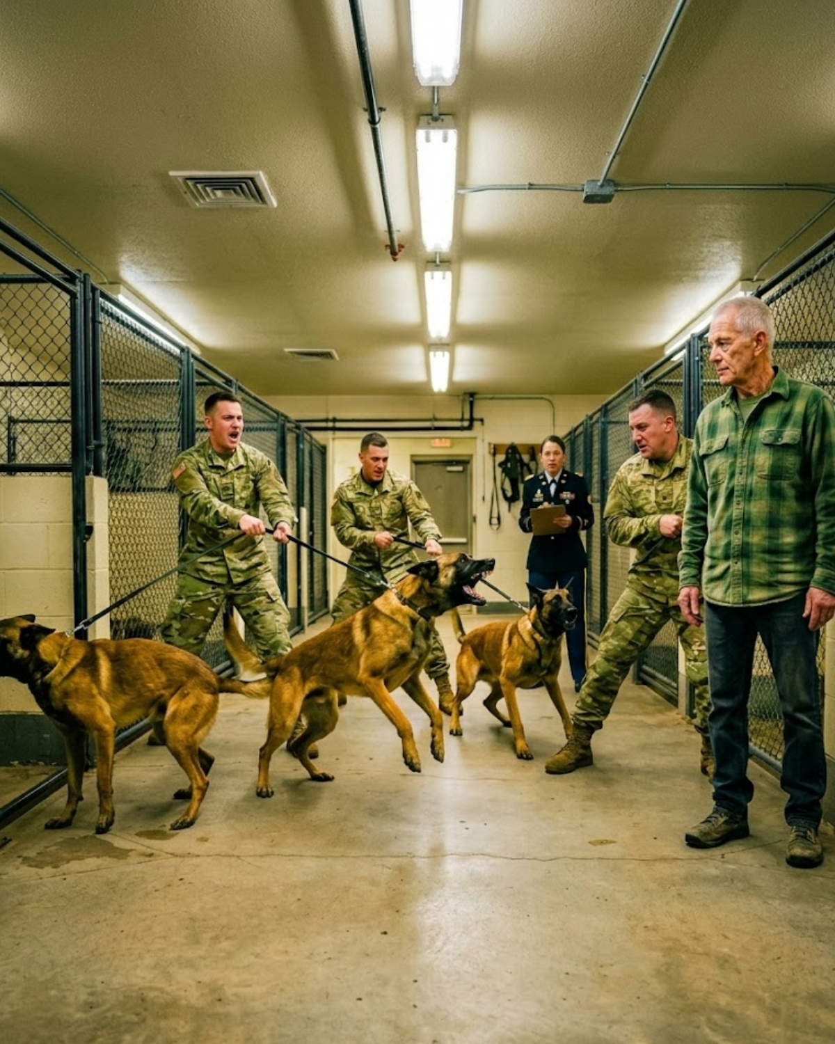 They said the K9s were uncontrollable. Three days later, an old farmer in a faded shirt walked in, whispered two Dutch words— and the most dangerous dog at Fort Carson laid down like he’d been waiting his whole life to hear a voice he trusted.